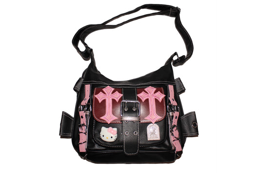 Hello Kitty Black Leather Cross Bag